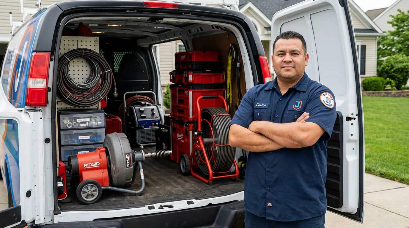 Professional drain cleaning equipment and Johns Plumbing LLC plumber in Highland Falls