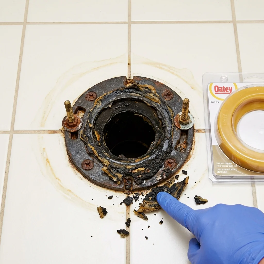 Failed wax ring showing water seepage at the base of a toilet in a Highland Falls, NY home